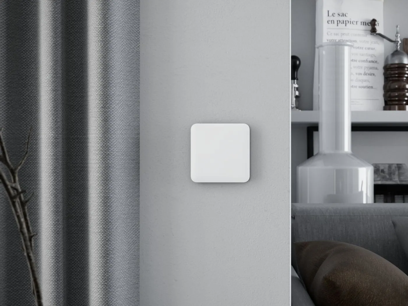 Διακόπτης αφής Ajax LightSwitch (1-gang) Jeweller σε σαλόνι